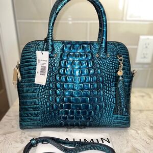 Brahmin Sydney VERDIGRIS Peacock Leather Satchel Handbag Rare BRAND NEW!